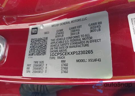 2023 Chevrolet Colorado Lt z USA, uszkodzony, nr VIN 1GCPSCEKXP1230265